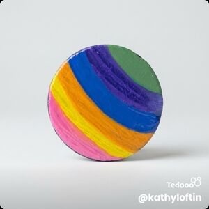 Kids Rainbow Wooden Disc Toy - Colorful Hand-Painted Play Piece